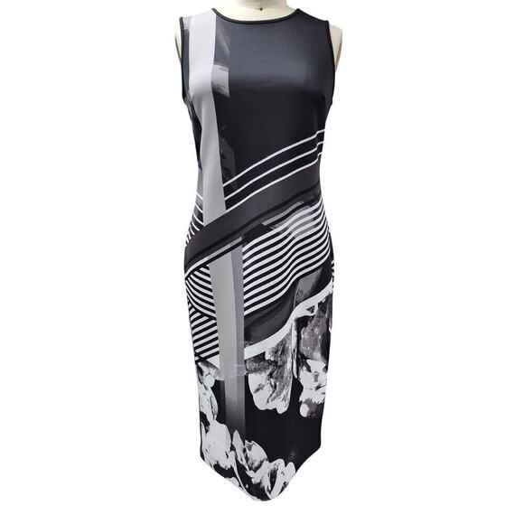 Apt 9 Polyester Spandex Dress Black/Gray/ White Sz 14 Body Con - Picture 1 of 6
